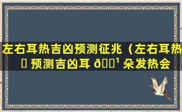 左右耳热吉凶预测征兆（左右耳热 ☘ 预测吉凶耳 🌹 朵发热会有哪些吉凶征兆）